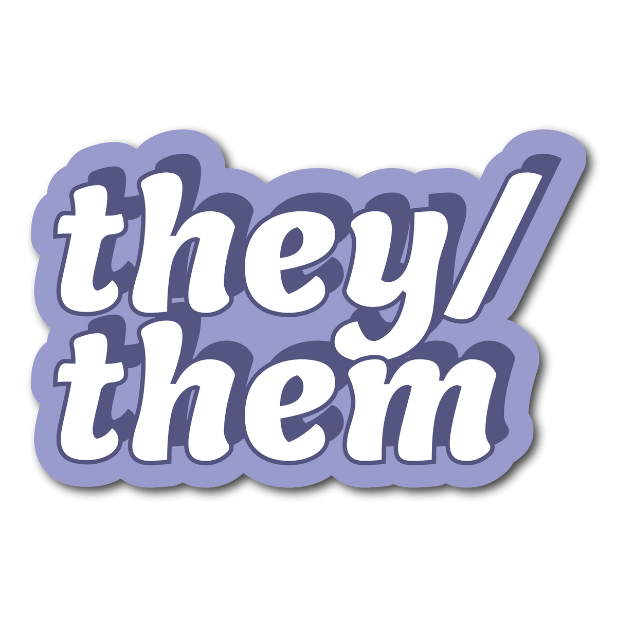 Small Purple They/Them Pronouns Sticker for Name Badges