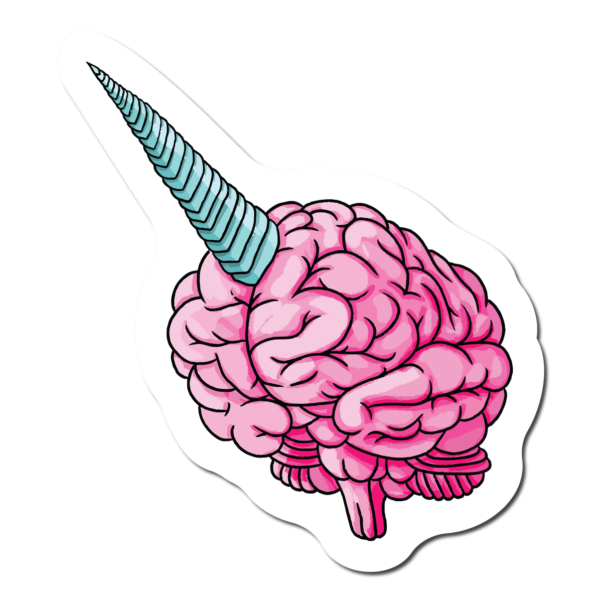 Small Sticker of a brain with a unicorn horn