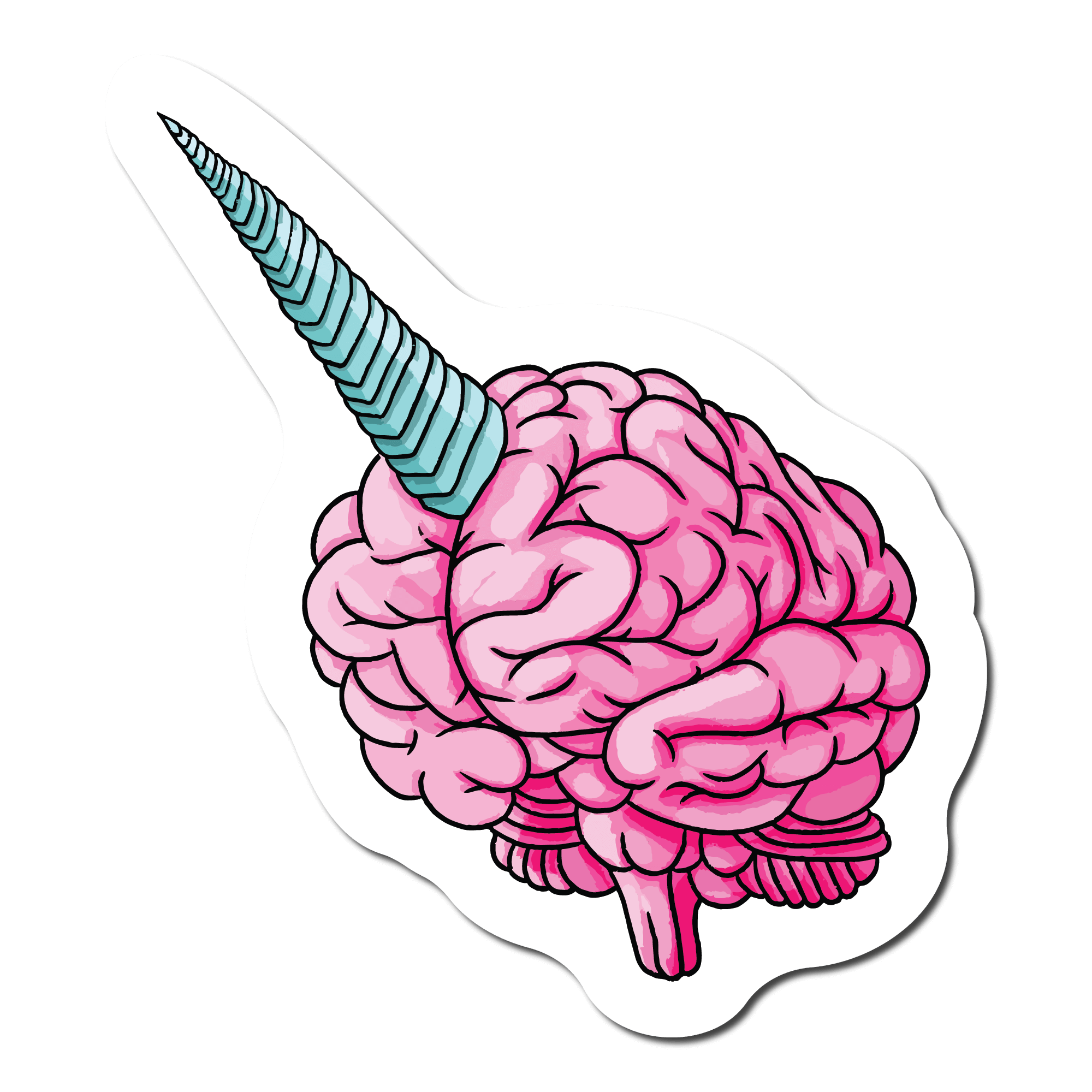Small Sticker of a brain with a unicorn horn