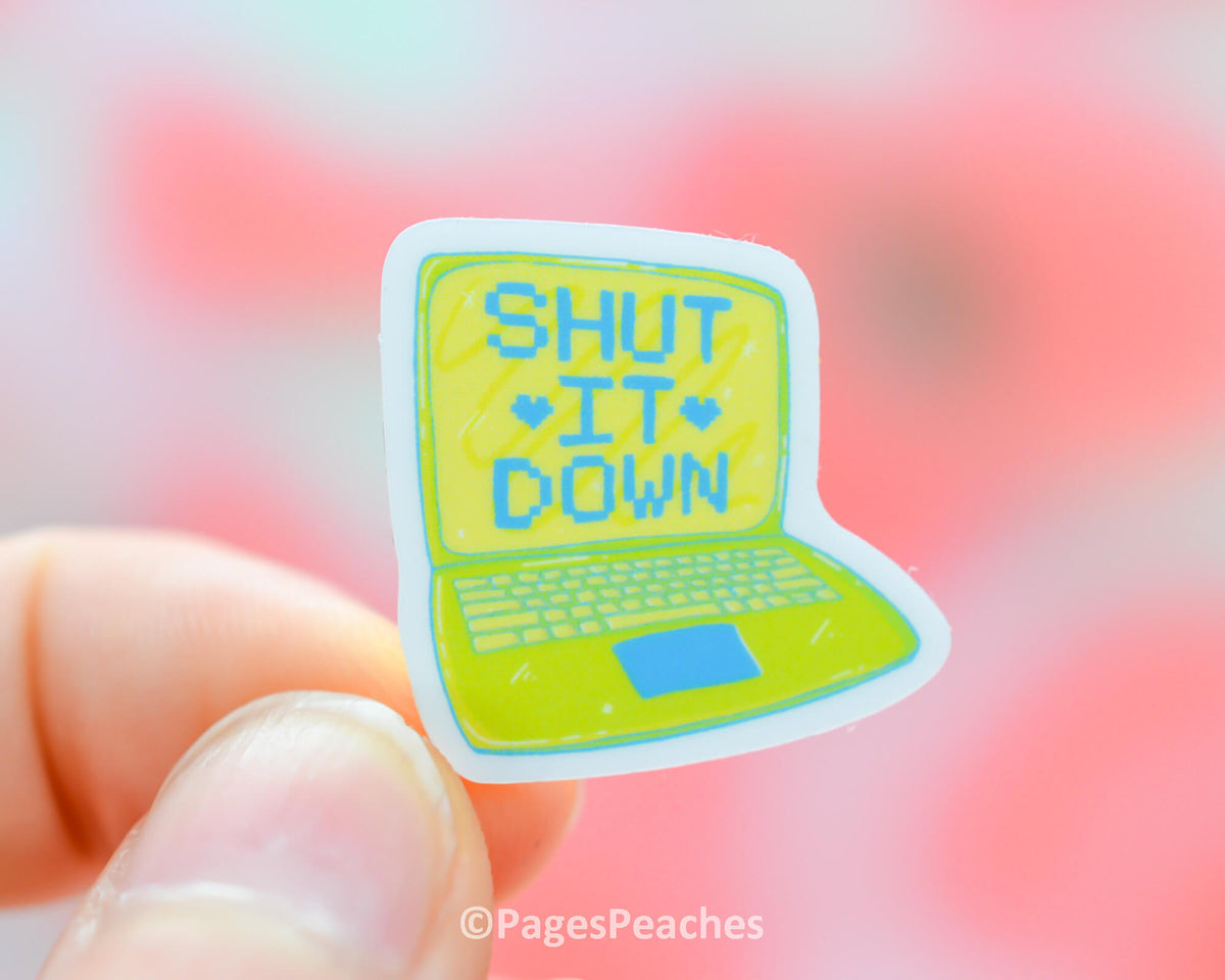 Mini Shut It Down Laptop Sticker