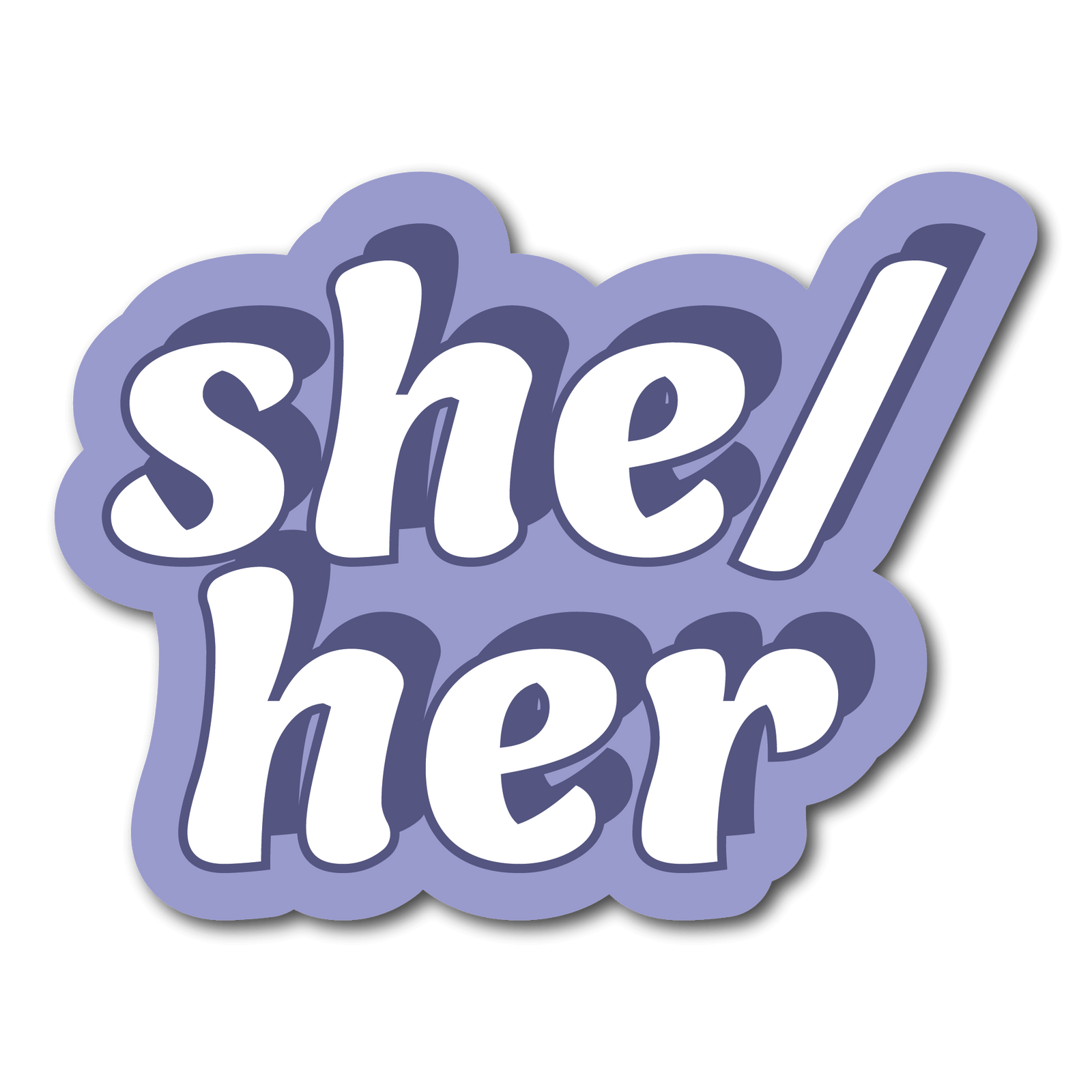 Mini Purple She/Her Pronouns Sticker for Name Badges
