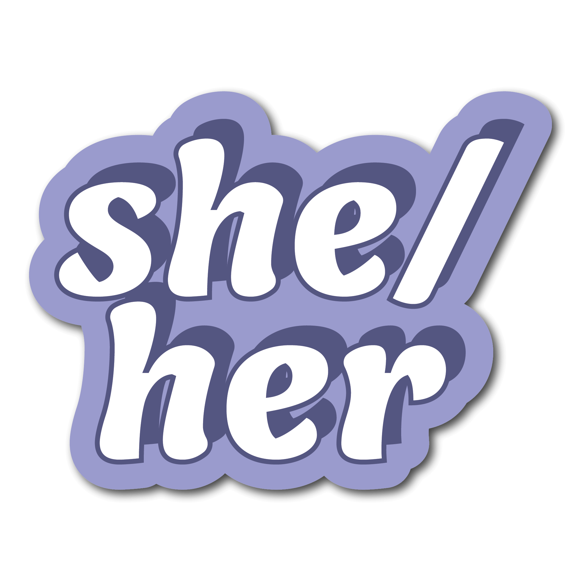 Mini Purple She/Her Pronouns Sticker for Name Badges