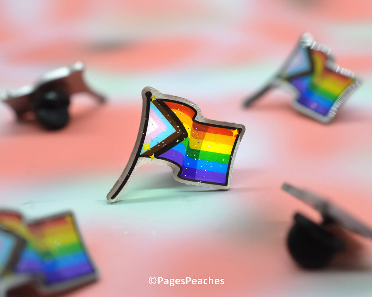 Glitter Progressive Pride Metal Pin