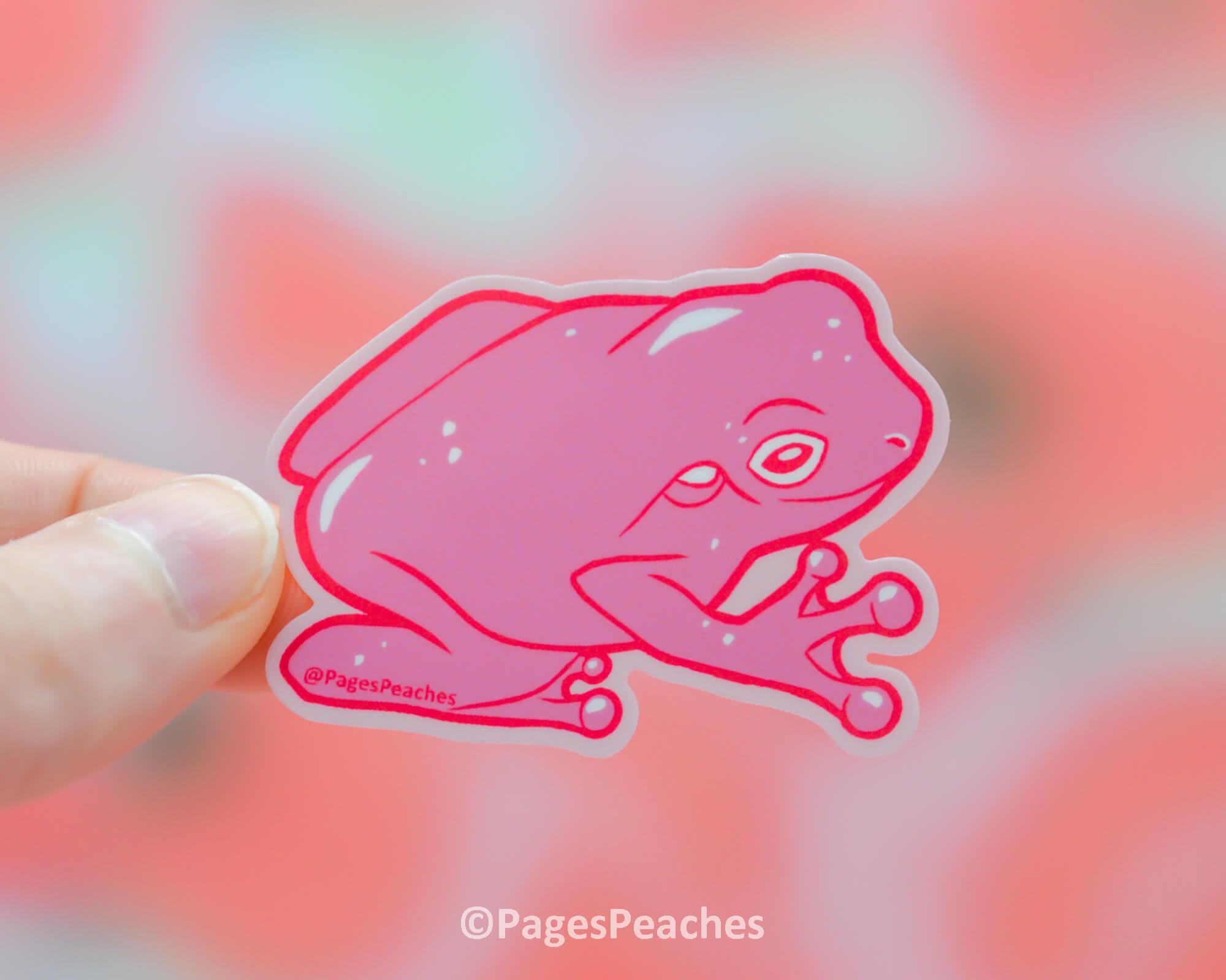Pink Frog Sticker - Pages Peaches