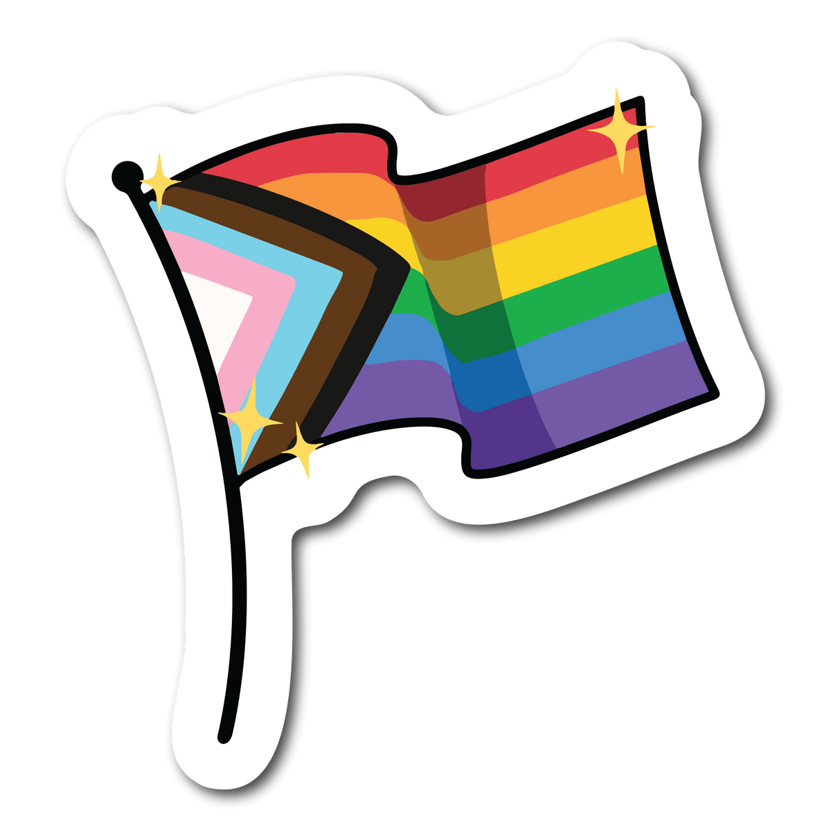 Small Progress Pride Flag Waterproof Sticker for LGBTQ Name Tags