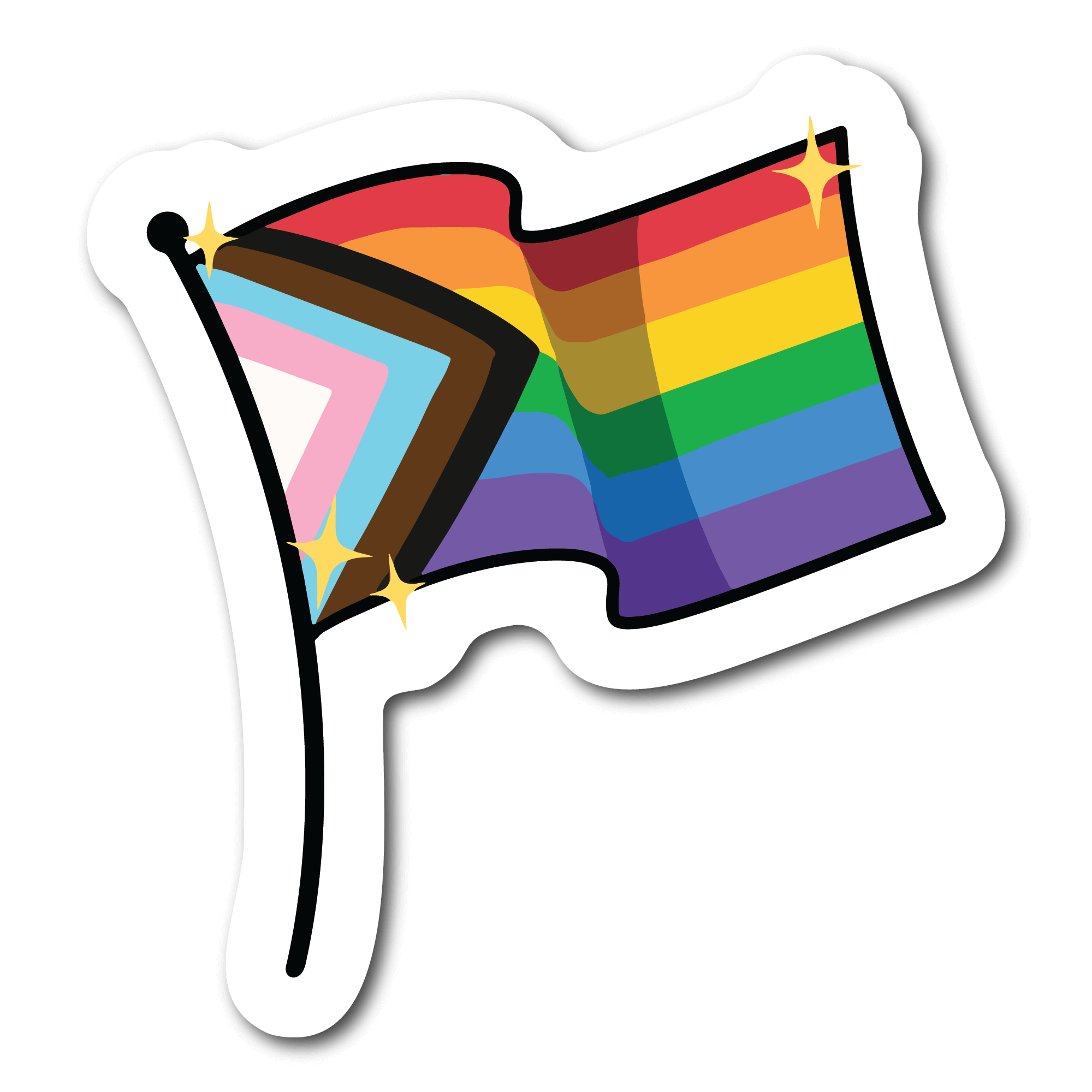Small Progress Pride Flag Waterproof Sticker for LGBTQ Name Tags