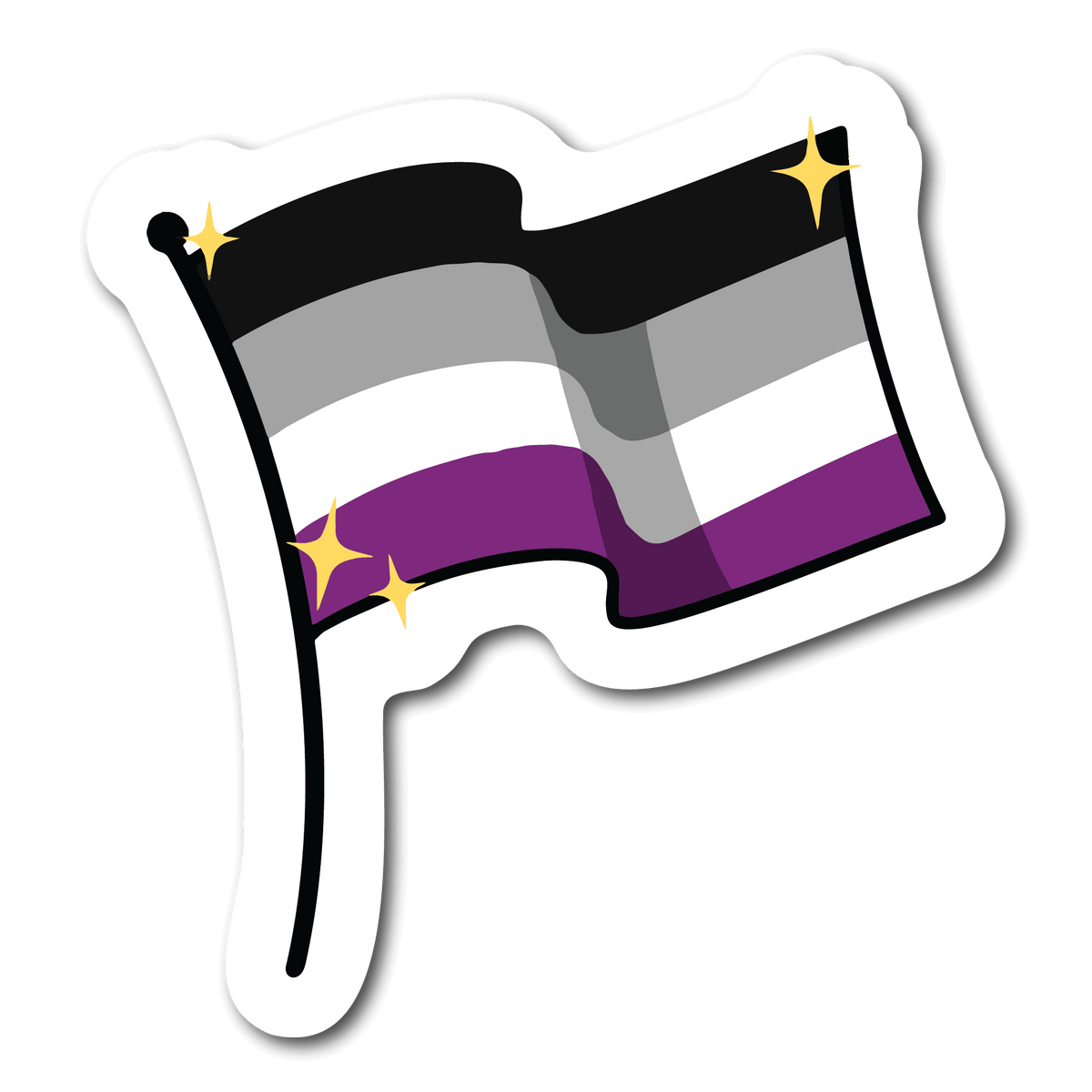 Small Asexual Pride Flag Waterproof Sticker for LGBTQ Name Tags