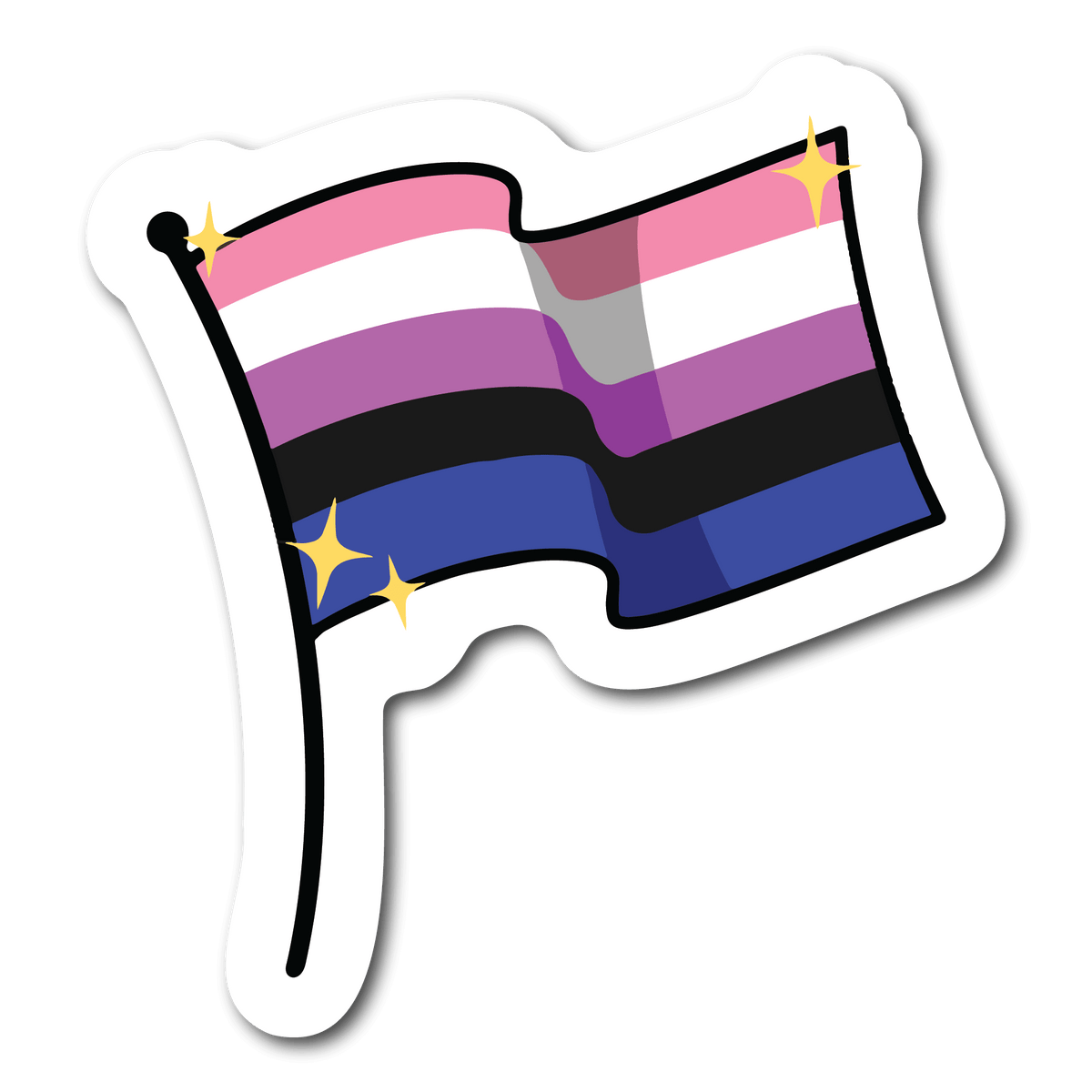 Small Gender Fluid Pride Flag Waterproof Sticker for LGBTQ Name Tags