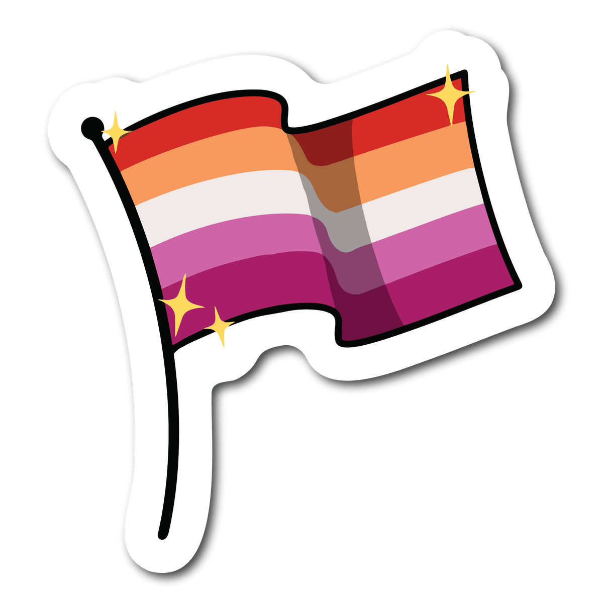 Small Lesbian Pride Flag Waterproof Sticker for LGBTQ Name Tags