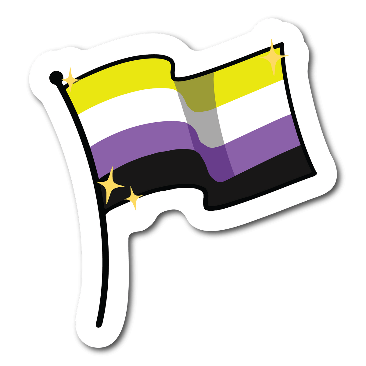 Small Nonbinary Pride Flag Waterproof Sticker for LGBTQ Name Tags