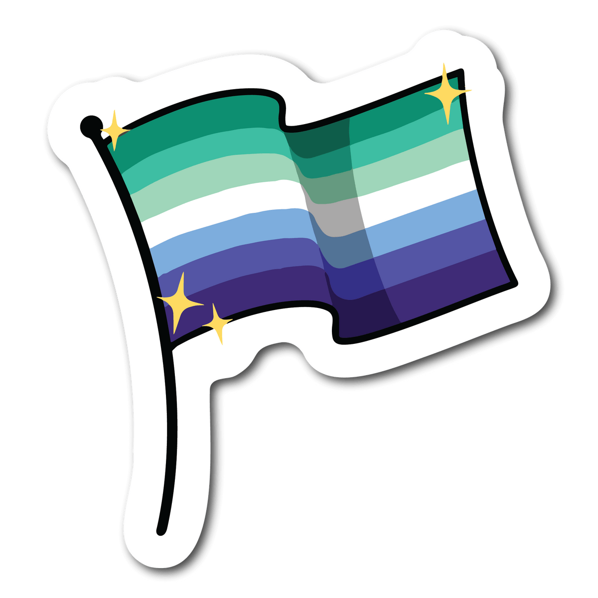 Small MLM Gay Pride Flag Waterproof Sticker for LGBTQ Name Tags