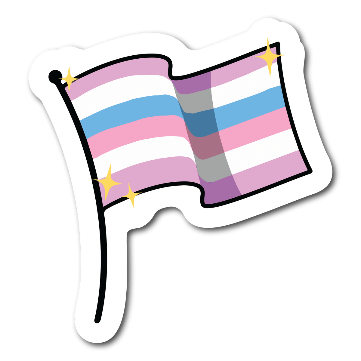 Small Bigender Pride Flag Waterproof Sticker for LGBTQ Name Tags
