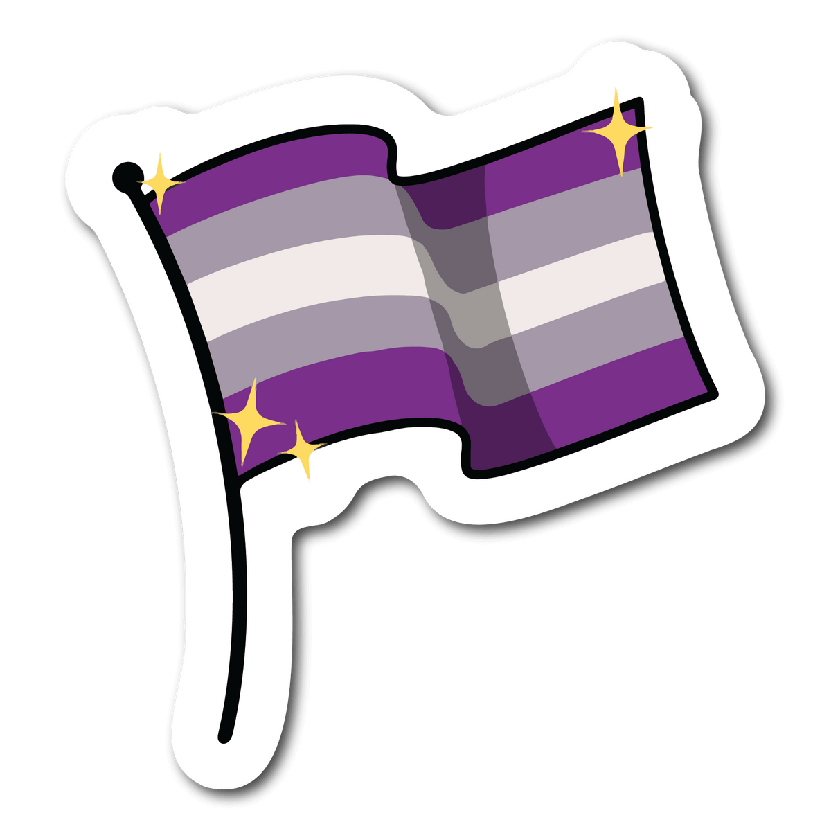 Small Graysexual Pride Flag Waterproof Sticker for LGBTQ Name Tags