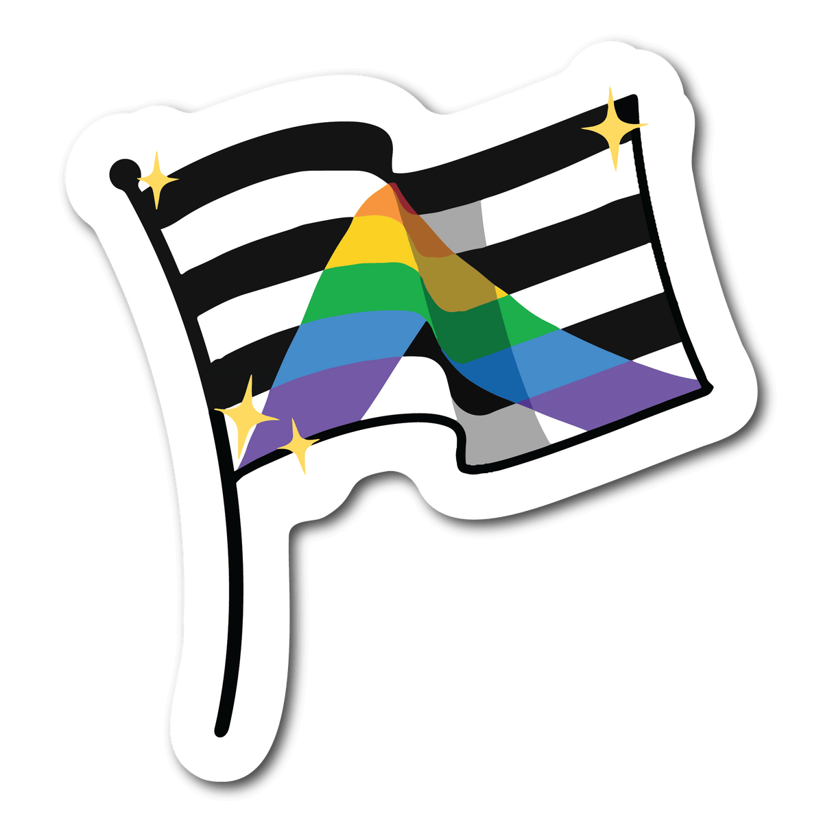 Small Ally Flag Waterproof Sticker for LGBTQ Name Tags