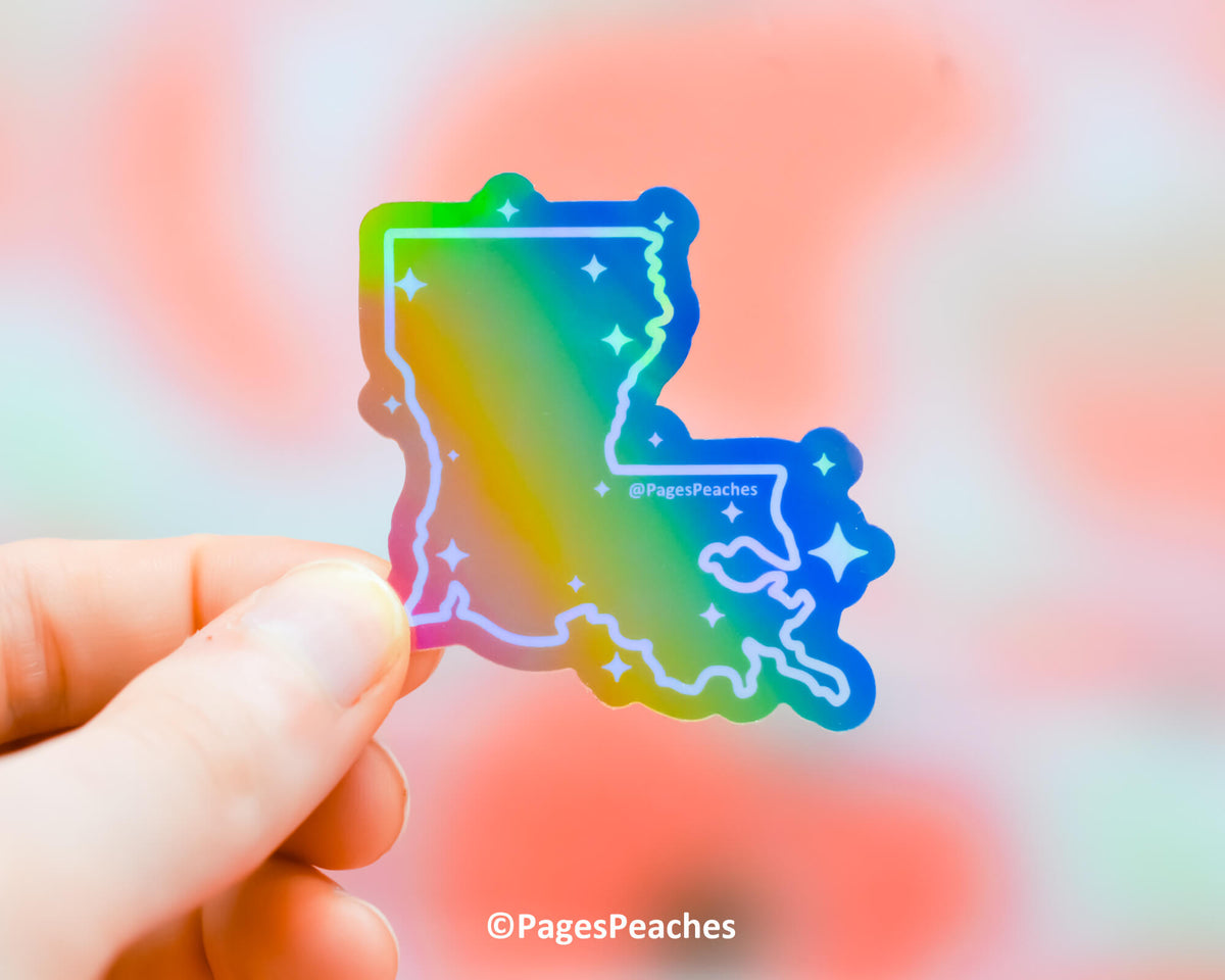 Large Holo Rainbow Louisiana Sticker