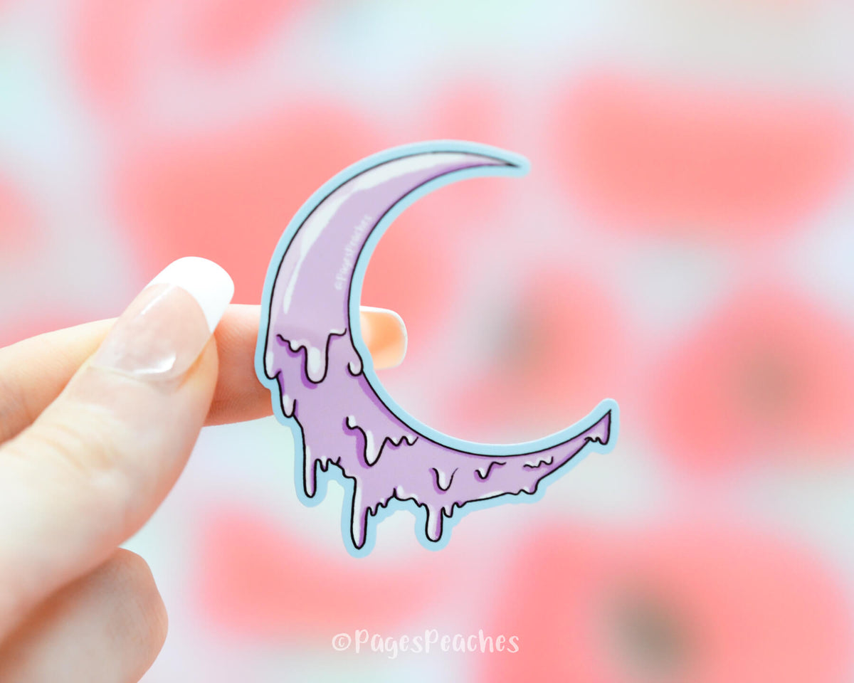 Purple sticker of a melting moon