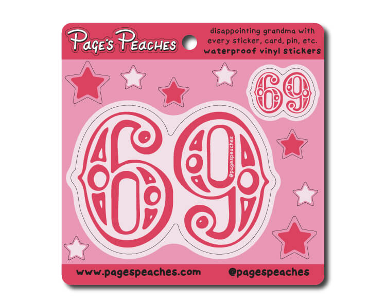 a pink sticker with the number 90 on it