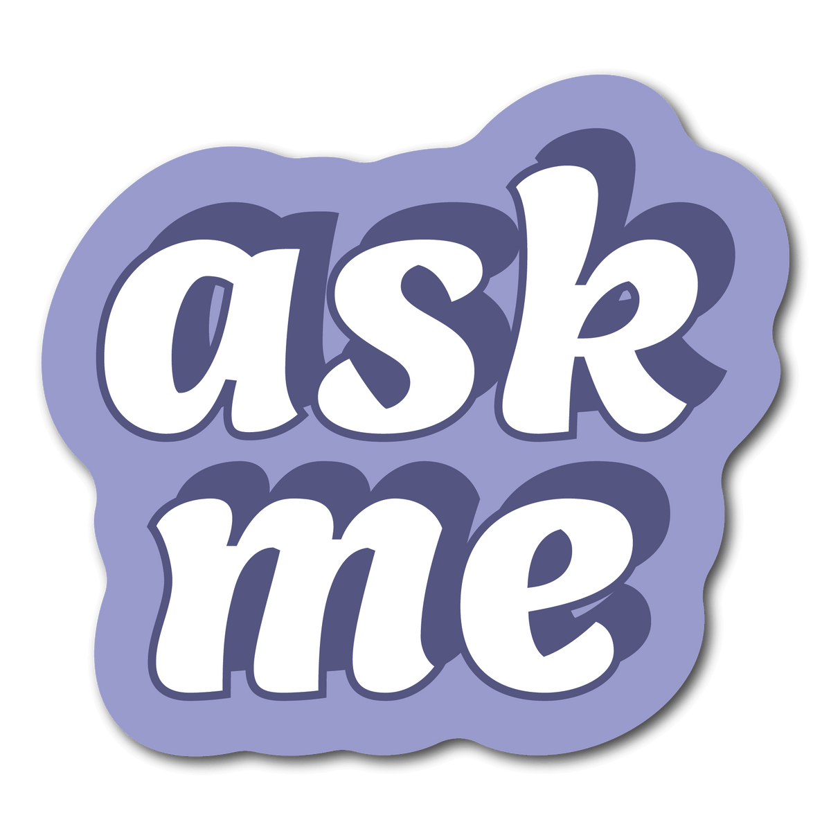 Small Purple Ask Me Pronouns Sticker for Name Badges