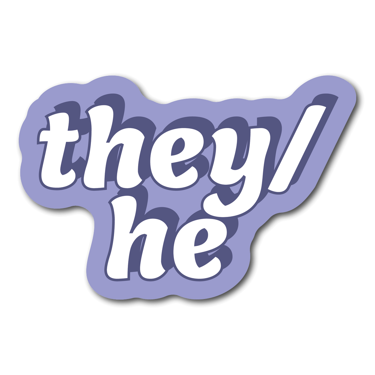 Small Purple they/he Pronouns Sticker for Name Badges