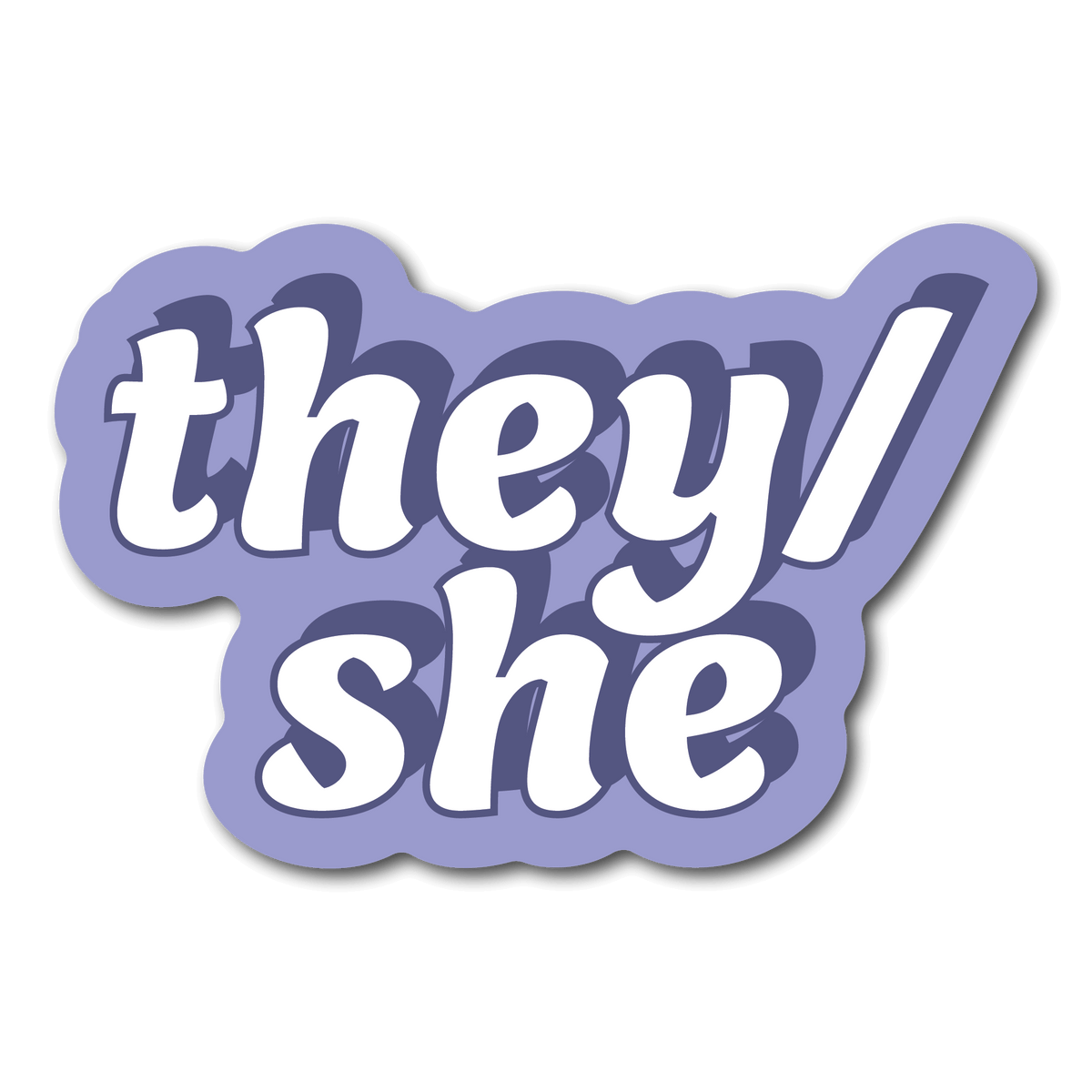 Small Lavender They/She Pronouns Sticker for Name Badges